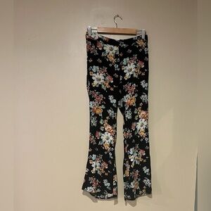Zara Womens Flared Floral Boho Retro Pants Size Médium